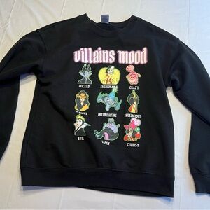 Disney Sweatshirt Womens Med 7-9 Black Pullover Villains Mood Long Sleeves